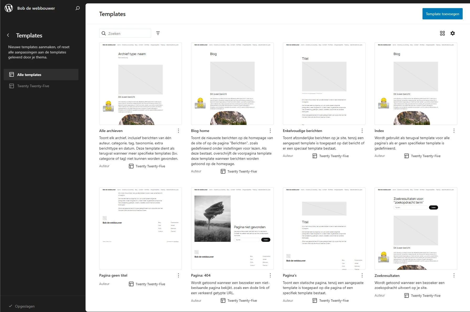 Templates in een WordPress FSE thema
