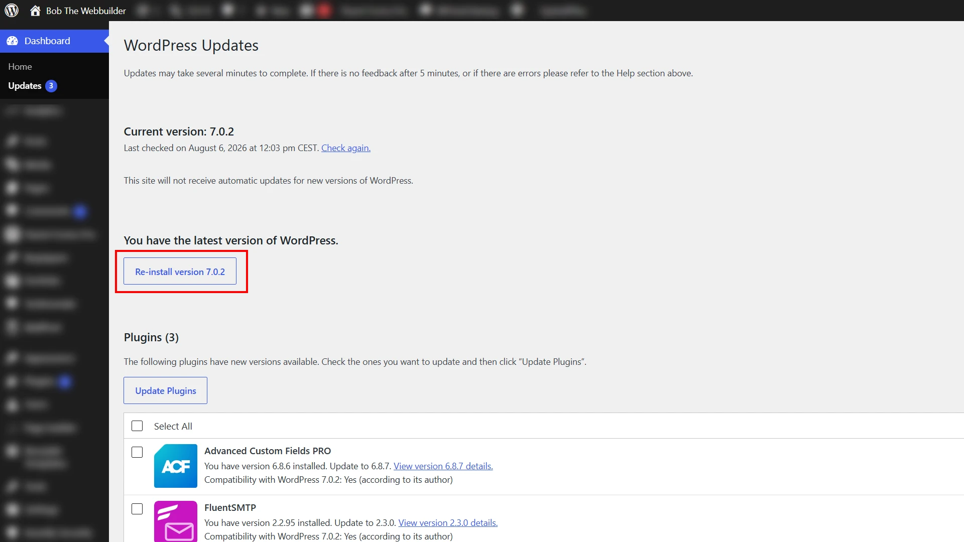 reinstall wordpress after hack